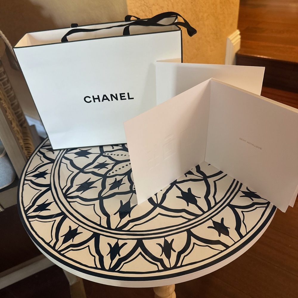 Chanel White and Black Gift Bag with Card